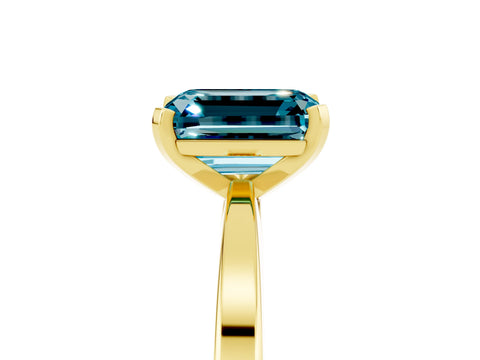 Yellow gold Emerald Cut Blue Topaz Solitaire Engagement Ring with Classic Band and Four-Prong Setting_41