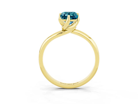 Yellow gold Emerald Cut Blue Topaz Solitaire Engagement Ring with Four-Prong Setting and Classic Band_15