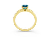 Yellow gold Emerald Cut Blue Topaz Solitaire Engagement Ring with Round Band and Four-Prong Setting_3