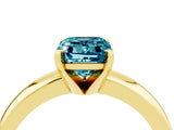 Yellow gold Emerald Cut Blue Topaz Solitaire Engagement Ring with Round Band and Four-Prong Setting_4