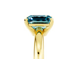 Yellow gold Emerald Cut Blue Topaz Solitaire Engagement Ring with Round Band and Four-Prong Setting_5
