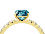 Yellow gold Emerald Cut Blue Topaz Solitaire Pavé Band with Four-Prong Setting_4