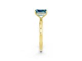 Yellow gold Emerald Cut Blue Topaz Solitaire Ring with Thin Band and Four-Prong Setting_14