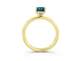 Yellow gold Emerald Cut Blue Topaz Solitaire Ring with Thin Band and Four-Prong Setting_15