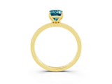 Yellow gold Emerald Cut Blue Topaz Solitaire Ring with Thin Band and Prong Setting_15