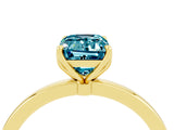 Yellow gold Emerald Cut Blue Topaz Solitaire Ring with Thin Band and Prong Setting_16