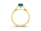 Yellow gold Emerald Cut Blue Topaz Solitaire Twist Band Prong Setting Ring_63