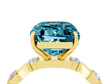 Yellow gold Emerald Cut Blue Topaz Solitaire Twisted Band with Round  Accents and Prong Setting_16