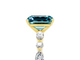Yellow gold Emerald Cut Blue Topaz Solitaire with Side Stones on a Pavé Band and Four-Prong Setting_5
