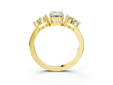 Yellow gold Emerald Cut Brilliant Diamond Cluster Accent Solitaire Ring with Prong Setting_6