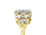 Yellow gold Emerald Cut Brilliant Diamond Cluster Accent Solitaire Ring with Prong Setting_8