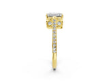 Yellow gold Emerald Cut Cathedral Pave Diamond Engagement Ring with Six-Prong Setting_35