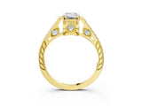 Yellow gold Emerald Cut Cathedral Pave Diamond Engagement Ring with Six-Prong Setting_36
