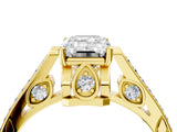 Yellow gold Emerald Cut Cathedral Pave Diamond Engagement Ring with Six-Prong Setting_37