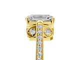 Yellow gold Emerald Cut Cathedral Pave Diamond Engagement Ring with Six-Prong Setting_38