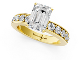 Yellow gold Emerald Cut Channel Set Diamond Engagement Ring with Four-Prong Setting_247