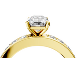 Yellow gold Emerald Cut Channel Set Diamond Engagement Ring with Four-Prong Setting_250