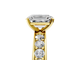 Yellow gold Emerald Cut Channel Set Diamond Engagement Ring with Four-Prong Setting_251