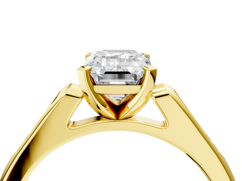 Yellow gold Emerald Cut Channel Set Solitaire Engagement Ring with Four-Prong Setting_174