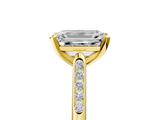 Yellow gold Emerald Cut Channel Set Solitaire Engagement Ring with Four-Prong Setting_175