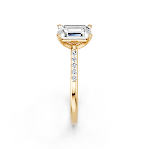 Yellow gold Emerald Cut Channel Set Solitaire Engagement Ring with Four-Prong Setting_27