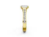 Yellow gold Emerald Cut Channel Set Solitaire Engagement Ring with Prong Setting_35