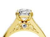 Yellow gold Emerald Cut Channel Set Solitaire Engagement Ring with Prong Setting_37