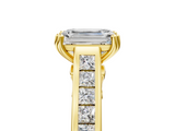 Yellow gold Emerald Cut Channel Set Solitaire Engagement Ring with Prong Setting_38
