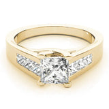 Yellow gold Emerald Cut Channel Set Solitaire Ring with Four-Prong Setting 1
