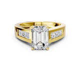 Yellow gold Emerald Cut Channel Set Solitaire Ring with Four-Prong Setting_6