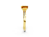 Yellow gold Emerald Cut Citrine Engagement Ring with Side Stone Accents and Four-Prong Setting_29