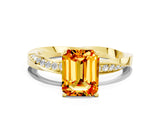 Yellow gold Emerald Cut Citrine Engagement Ring with Side Stone Accents and Four-Prong Setting_60