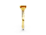 Yellow gold Emerald Cut Citrine Engagement Ring with Side Stone Accents and Four-Prong Setting_62