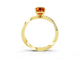 Yellow gold Emerald Cut Citrine Engagement Ring with Side Stone Accents and Four-Prong Setting_63