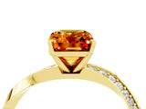 Yellow gold Emerald Cut Citrine Engagement Ring with Side Stone Accents and Four-Prong Setting_64