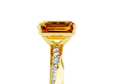 Yellow gold Emerald Cut Citrine Engagement Ring with Side Stone Accents and Four-Prong Setting_65