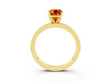 Yellow gold Emerald Cut Citrine Milgrain Pavé Engagement Ring with Four-Prong Setting_15