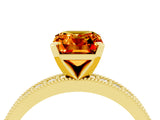 Yellow gold Emerald Cut Citrine Milgrain Pavé Engagement Ring with Four-Prong Setting_16