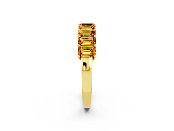 Yellow gold Emerald Cut Citrine Prong-Set Eternity Band