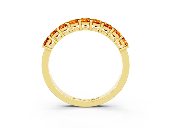 Yellow gold Emerald Cut Citrine Prong-Set Eternity Band
