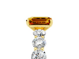 Yellow gold Emerald Cut Citrine Prong Setting with Side Stones on a Pave Band_5