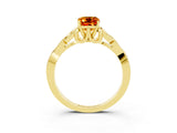Yellow gold Emerald Cut Citrine Solitaire Celtic Knot Ring with Four-Prong Setting_15