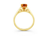 Yellow gold Emerald Cut Citrine Solitaire Engagement Ring with Cathedral Setting and Four-Prong Mount_27