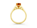 Yellow gold Emerald Cut Citrine Solitaire Engagement Ring with Cathedral Setting and Four-Prong Mount_33