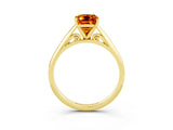 Yellow gold Emerald Cut Citrine Solitaire Engagement Ring with Cathedral Setting and Four-Prong Mount_69