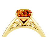 Yellow gold Emerald Cut Citrine Solitaire Engagement Ring with Cathedral Setting and Four-Prong Mount_70