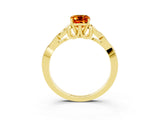 Yellow gold Emerald Cut Citrine Solitaire Engagement Ring with Celtic Knot Band and Four-Prong Setting_3