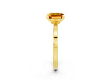 Yellow gold Emerald Cut Citrine Solitaire Engagement Ring with Classic Band and Four-Prong Setting_26