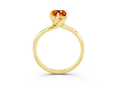 Yellow gold Emerald Cut Citrine Solitaire Engagement Ring with Four-Prong Setting and Classic Band_15