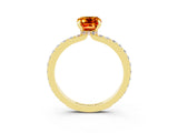 Yellow gold Emerald Cut Citrine Solitaire Engagement Ring with Pavé Band and Four-Prong Setting_3